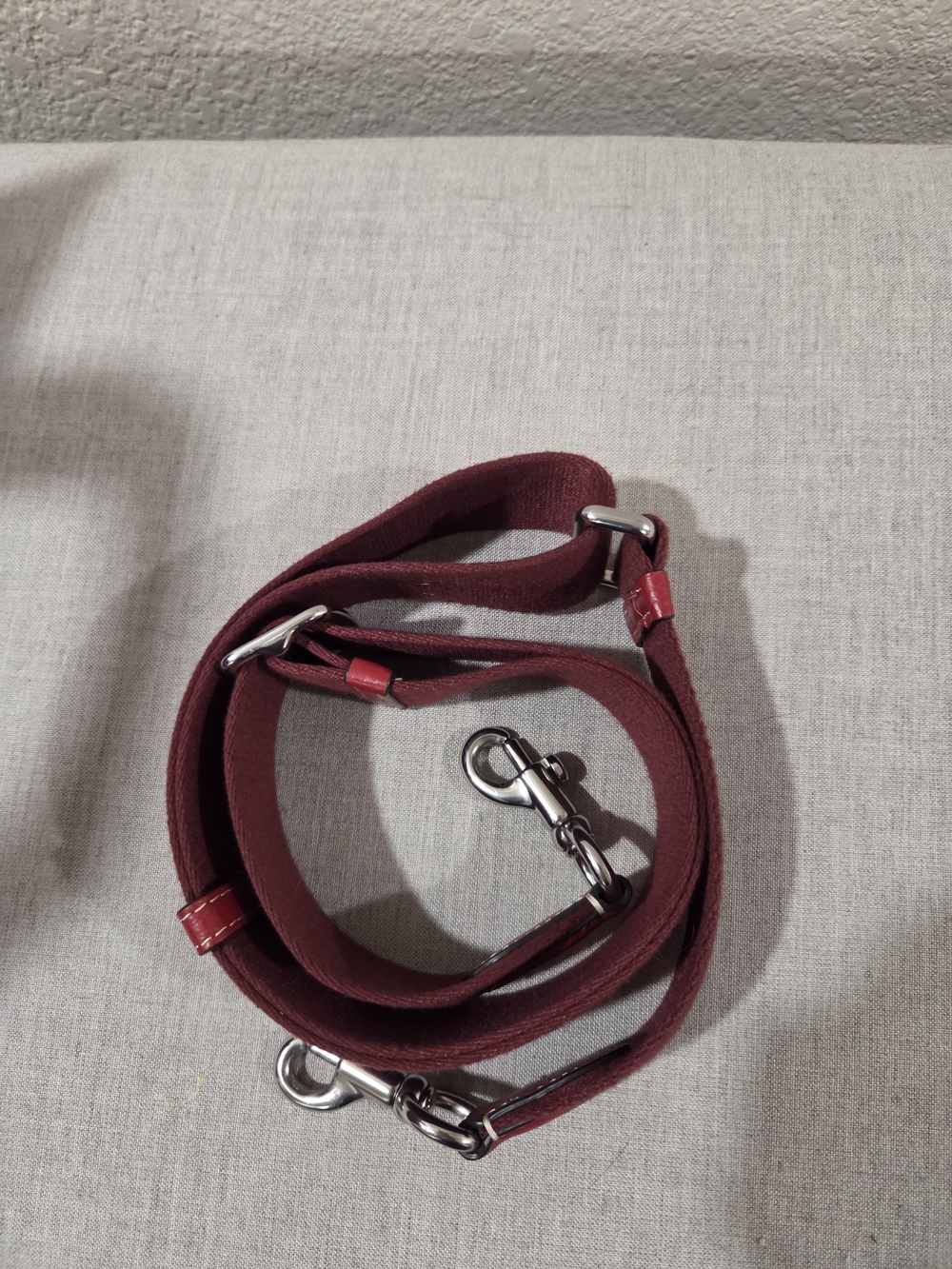 Coach Red Pebbled Leather Tote with Branded Webbing Straps - Picture 6 of 10